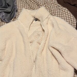 American Eagle Outfitters Cream Teddy Jacket